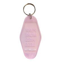 Load image into Gallery viewer, Purr More Hiss Less Motel Style Keychain in Pink Translucent