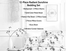 Load image into Gallery viewer, DaDa Bedding Bed in a Bag Bundle Set - Radiant Sunshine Yellow Hummingbirds Floral Bedding Set (JHW-925)