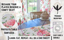 Load image into Gallery viewer, DaDa Bedding Romantic Roses Pink White Lovely Floral Quilted Dining Table Runner (879)