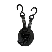 Load image into Gallery viewer, 1&quot; Black Ratchet Strap w/Vinyl S Hook LENGTH OPTIONS | FOUR PACK