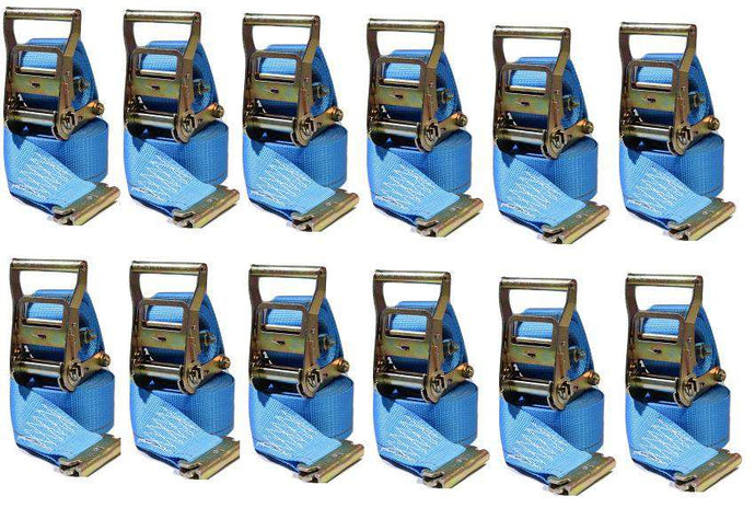 2 in x 20 Ft Van Ratchet Strap Logistic E-Track w/ Spring E 12 PACK | R20EX12