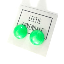 Load image into Gallery viewer, Neon Green Aura Glow Retro Button Studs