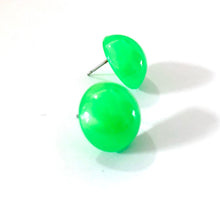 Load image into Gallery viewer, Neon Green Aura Glow Retro Button Studs