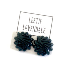 Load image into Gallery viewer, Black Art Deco Carved Retro Button Stud Earrings