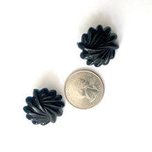 Load image into Gallery viewer, Black Art Deco Carved Retro Button Stud Earrings