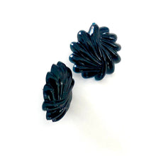 Load image into Gallery viewer, Black Art Deco Carved Retro Button Stud Earrings