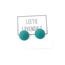 Load image into Gallery viewer, Teal Velvet Retro Button Stud Earrings