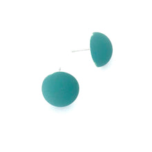 Load image into Gallery viewer, Teal Velvet Retro Button Stud Earrings
