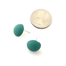 Load image into Gallery viewer, Teal Velvet Retro Button Stud Earrings