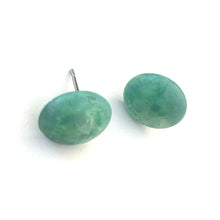 Load image into Gallery viewer, Teal Marbled Retro Button Stud Earrings