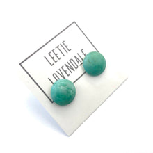 Load image into Gallery viewer, Teal Marbled Retro Button Stud Earrings