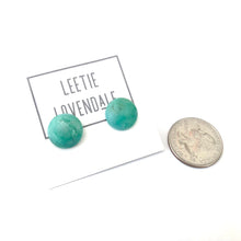Load image into Gallery viewer, Teal Marbled Retro Button Stud Earrings
