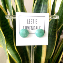 Load image into Gallery viewer, Teal Marbled Retro Button Stud Earrings