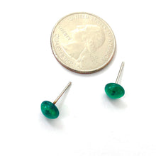 Load image into Gallery viewer, Emerald Green Marbled Small Retro Button Stud Earrings