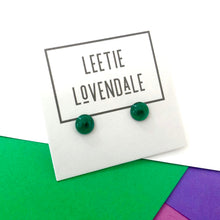 Load image into Gallery viewer, Emerald Green Marbled Small Retro Button Stud Earrings