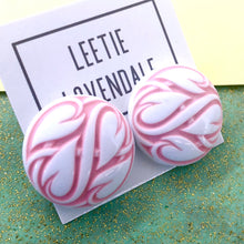 Load image into Gallery viewer, Pink Hearts Aflame Retro Button Stud Earrings