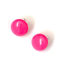 Load image into Gallery viewer, Neon Pink Retro Button Stud Earrings