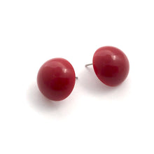 Load image into Gallery viewer, Brick Red Retro Button Studs Lucite Earrings