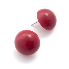 Load image into Gallery viewer, Brick Red Retro Button Studs Lucite Earrings