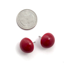 Load image into Gallery viewer, Brick Red Retro Button Studs Lucite Earrings