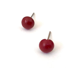 Load image into Gallery viewer, Ruby Red Retro Button Earrings