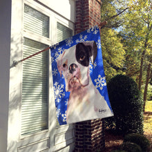 Load image into Gallery viewer, Cooper Winter Snowflakes Boxer Flag Canvas House Size RDR3003CHF