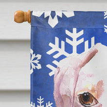 Load image into Gallery viewer, Cooper Winter Snowflakes Boxer Flag Canvas House Size RDR3003CHF