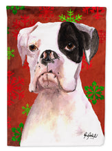 Load image into Gallery viewer, Cooper Red Snowflakes Boxer Flag Canvas House Size RDR3004CHF