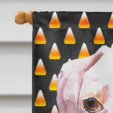 Load image into Gallery viewer, Cooper Candy Corn Boxer Halloween Flag Canvas House Size RDR3008CHF