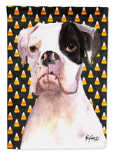 Load image into Gallery viewer, Cooper Candy Corn Boxer Halloween Flag Canvas House Size RDR3008CHF