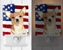 Load image into Gallery viewer, USA American Flag with Chihuahua Ceramic Night Light RDR3009CNL
