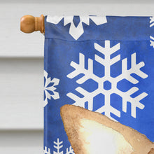 Load image into Gallery viewer, White Snowflake Chihuahua Christmas Flag Canvas House Size RDR3011CHF