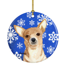 Load image into Gallery viewer, White Snowflake Chihuahua Christmas Ceramic Ornament