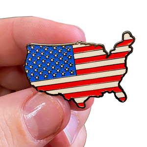 American Flag U.S. Map Pin with 2 pin posts and deluxe pin clasps