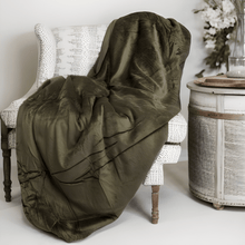 Load image into Gallery viewer, Tache Super Soft Evergreen Micro Fleece Green Sherpa Throw Blanket