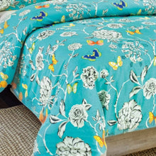 Load image into Gallery viewer, Tache Butterfly Wonderland Cotton Aqua Floral Duvet Cover (2142)