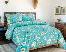 Load image into Gallery viewer, Tache Butterfly Wonderland Cotton Aqua Floral Duvet Cover (2142)