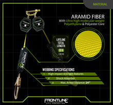 Load image into Gallery viewer, Frontline RPA062R Aramid Fiber Web Twin Leg 6' SRL with Steel Rebar Hook Ends