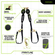 Load image into Gallery viewer, Frontline RPA092TB Tie Back Twin Leg Web 9' SRL with Tie Back Hook Ends