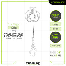 Load image into Gallery viewer, Frontline RPG081RLE Leading Edge Cable Single Leg 8' SRL with Steel Rebar Hook End