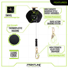 Load image into Gallery viewer, Frontline RPG081SLE Leading Edge Cable Single Leg 8' SRL with Steel Snap Hook End