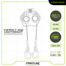 Load image into Gallery viewer, Frontline RPG082RLE Leading Edge Cable Twin Leg 8' SRL with Steel Rebar Hook Ends