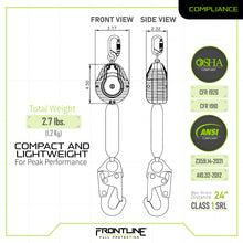 Load image into Gallery viewer, Frontline RPW061S Web Single Leg 6' SRL with Steel Snap Hook End