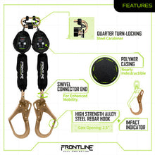 Load image into Gallery viewer, Frontline RPW062R Web Twin Leg 6' SRL with Steel Rebar Hook Ends