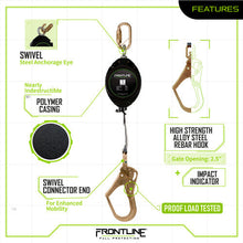 Load image into Gallery viewer, Frontline RPW20R Web Single Leg 20' SRL with Steel Rebar Hook End