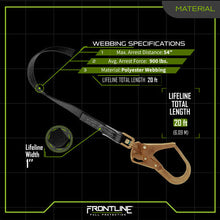 Load image into Gallery viewer, Frontline RPW20R Web Single Leg 20' SRL with Steel Rebar Hook End
