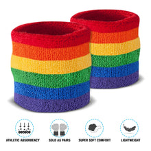Load image into Gallery viewer, Rainbow Sweatband Wristband Pair