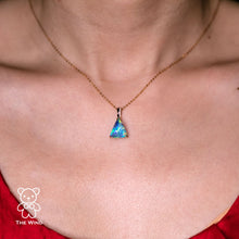 Load image into Gallery viewer, 3.84ct Vivid Blue Australian Boulder Opal Diamond &amp; Agate Pendant Necklace 18K Yellow Gold
