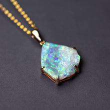 Load image into Gallery viewer, Raw Australian Solid Opal Pendant Necklace 14K Yellow Gold