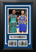 Load image into Gallery viewer, Ray Allen &amp; Steph Curry 3-Point Record-Breaking Celebration 8" x 10" Framed Basketball Photo with Engraved Autographs